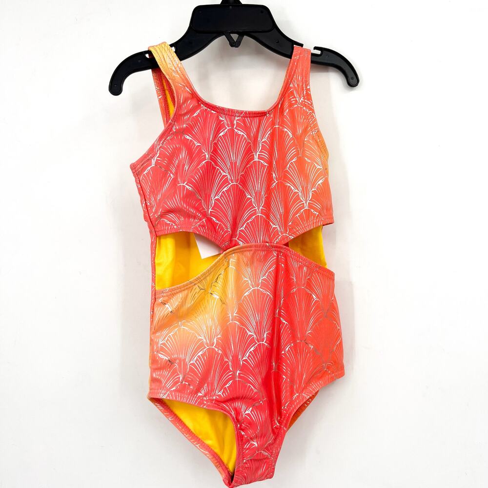APPAMAN Girl's Erika One Piece Swimsuit 4T Seashells Pink Orange UPF NWT